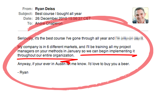 Kudos email from Ryan Deiss about ARM (2010)